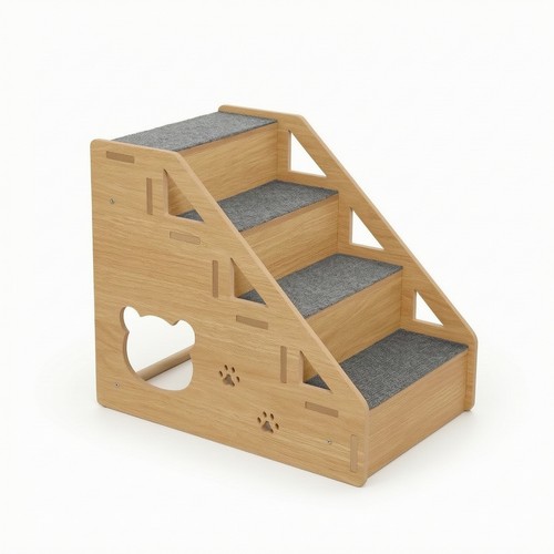 Pet stair ramp carpeted wooden - pet,